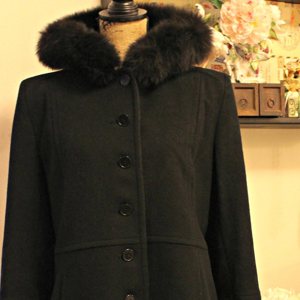 Albert Nipon Wool & Fox Hooded Walker